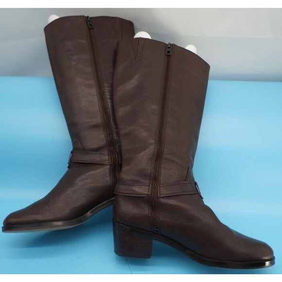 Coach Carolina Extended Wide calf Brown Knee High Riding Tall Boots Sz 10B - Picture 7 of 12